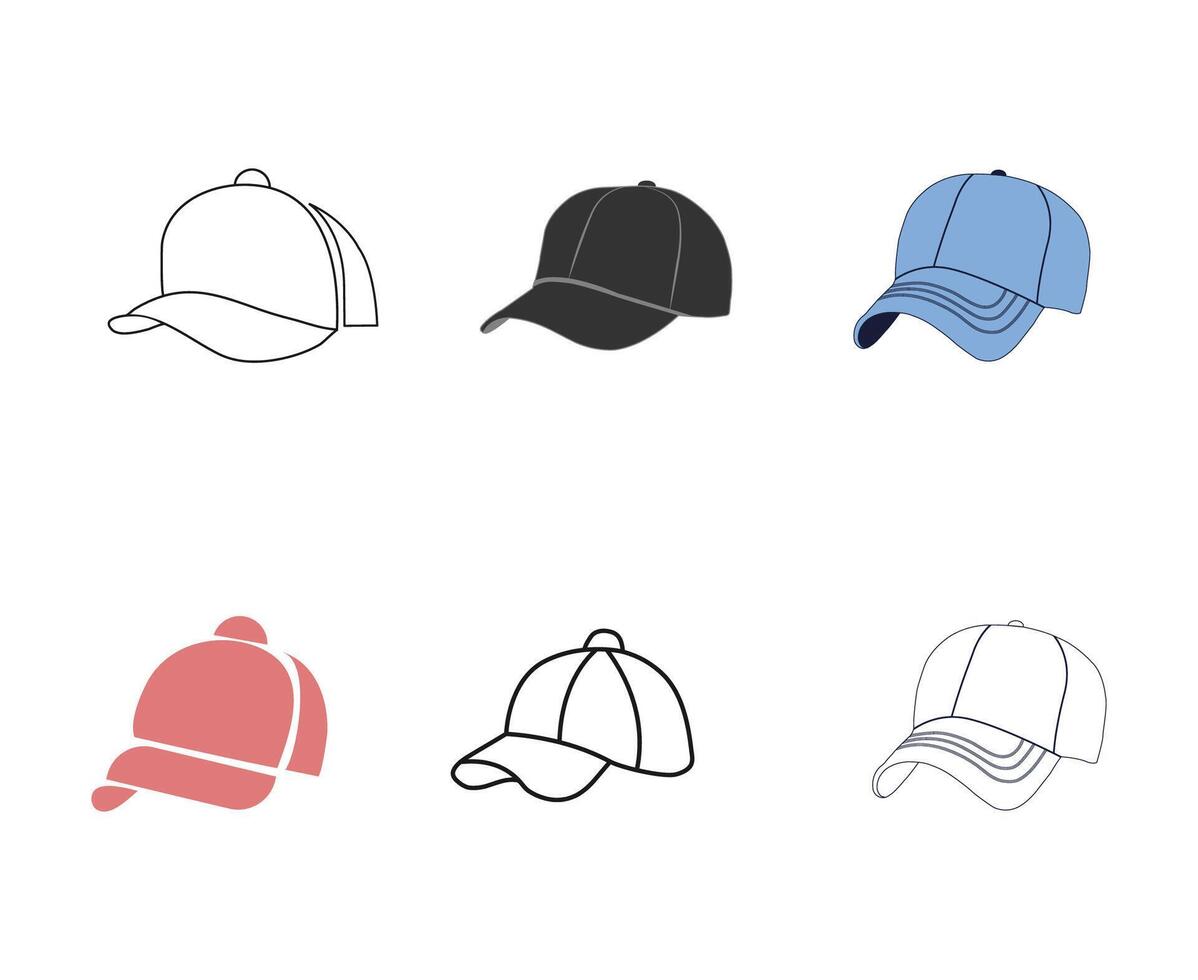 Cap icon set vector