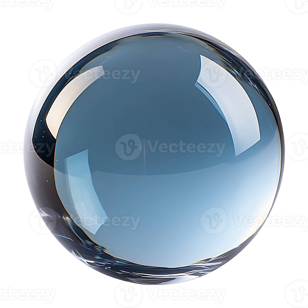 Floating glass ball isolated on transparent background. png