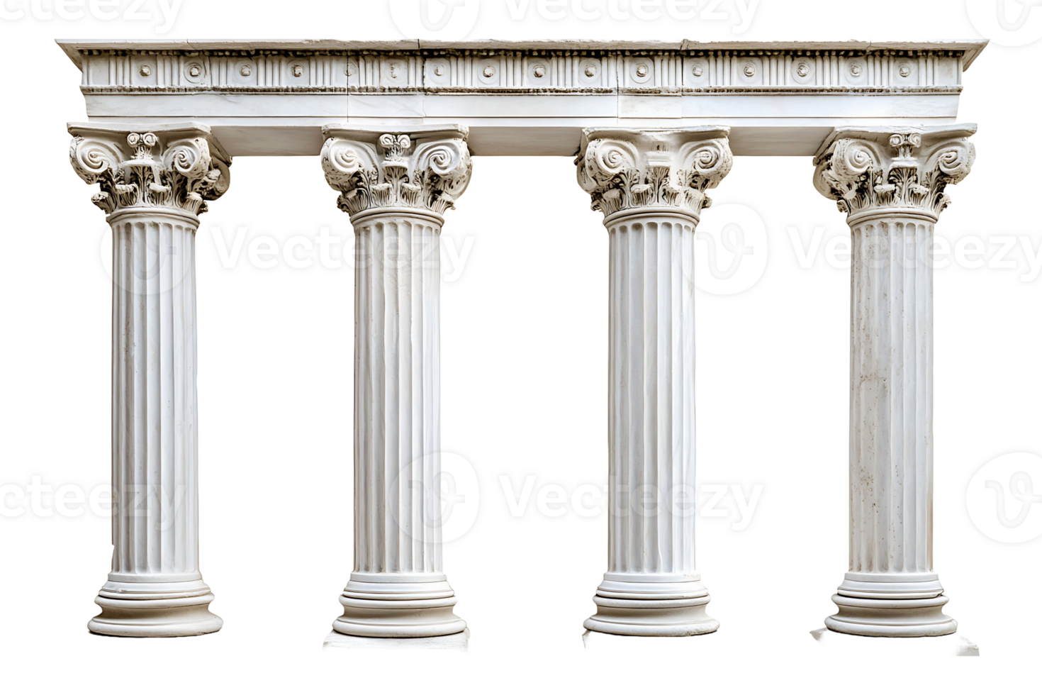 Greek pillars isolated on transparent background. png
