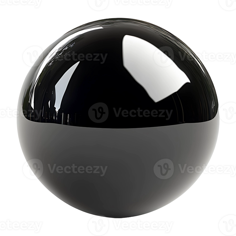 Floating black ball isolated on transparent background. png