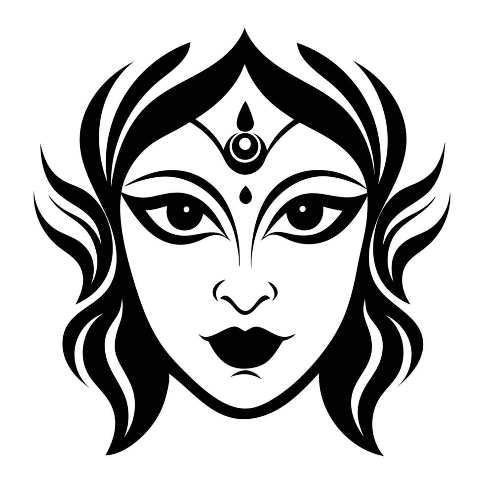 The face of a woman with a black and white design vector