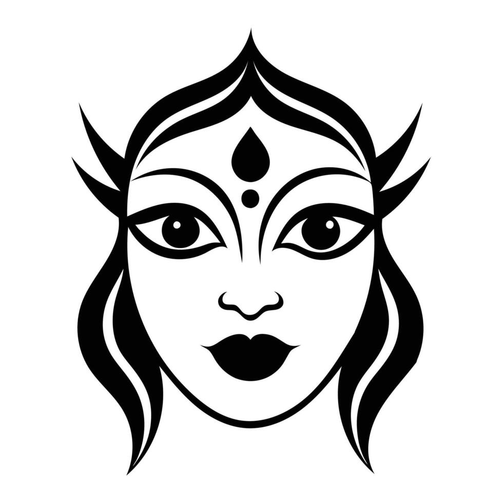 A black and white image of a woman's face vector