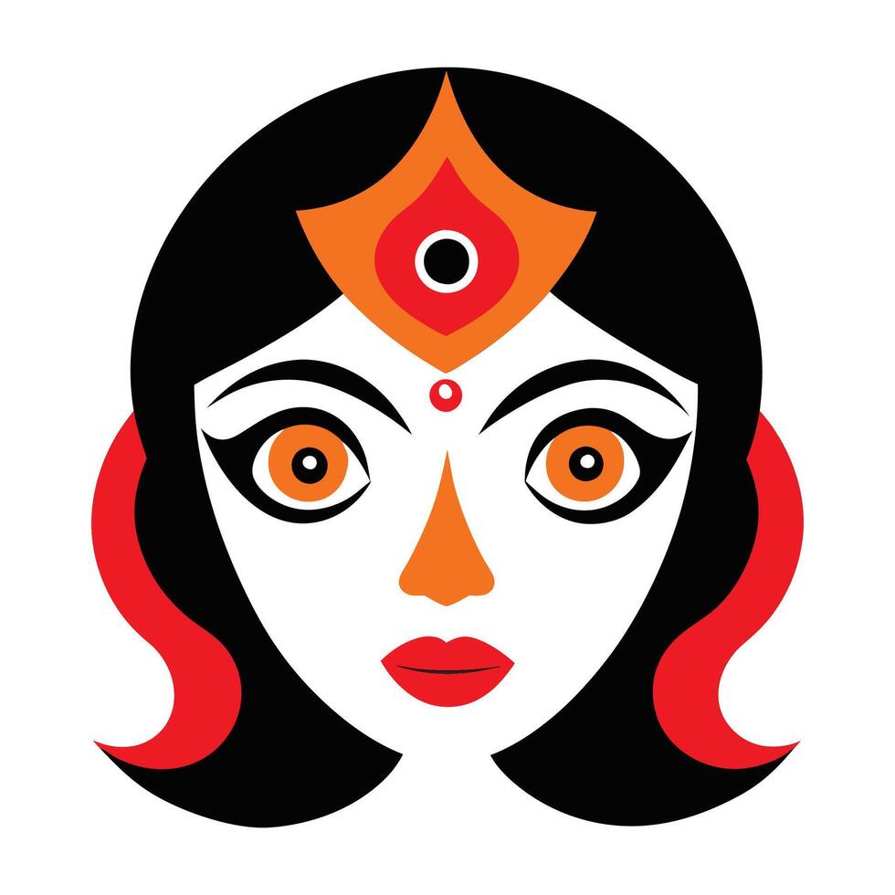 The face of a woman with red eyes and black hair vector
