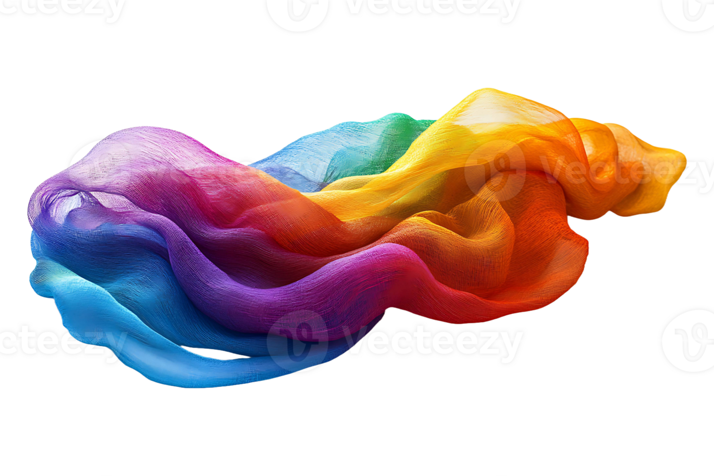 Floating rainbow pride fabric isolated on transparent background. png