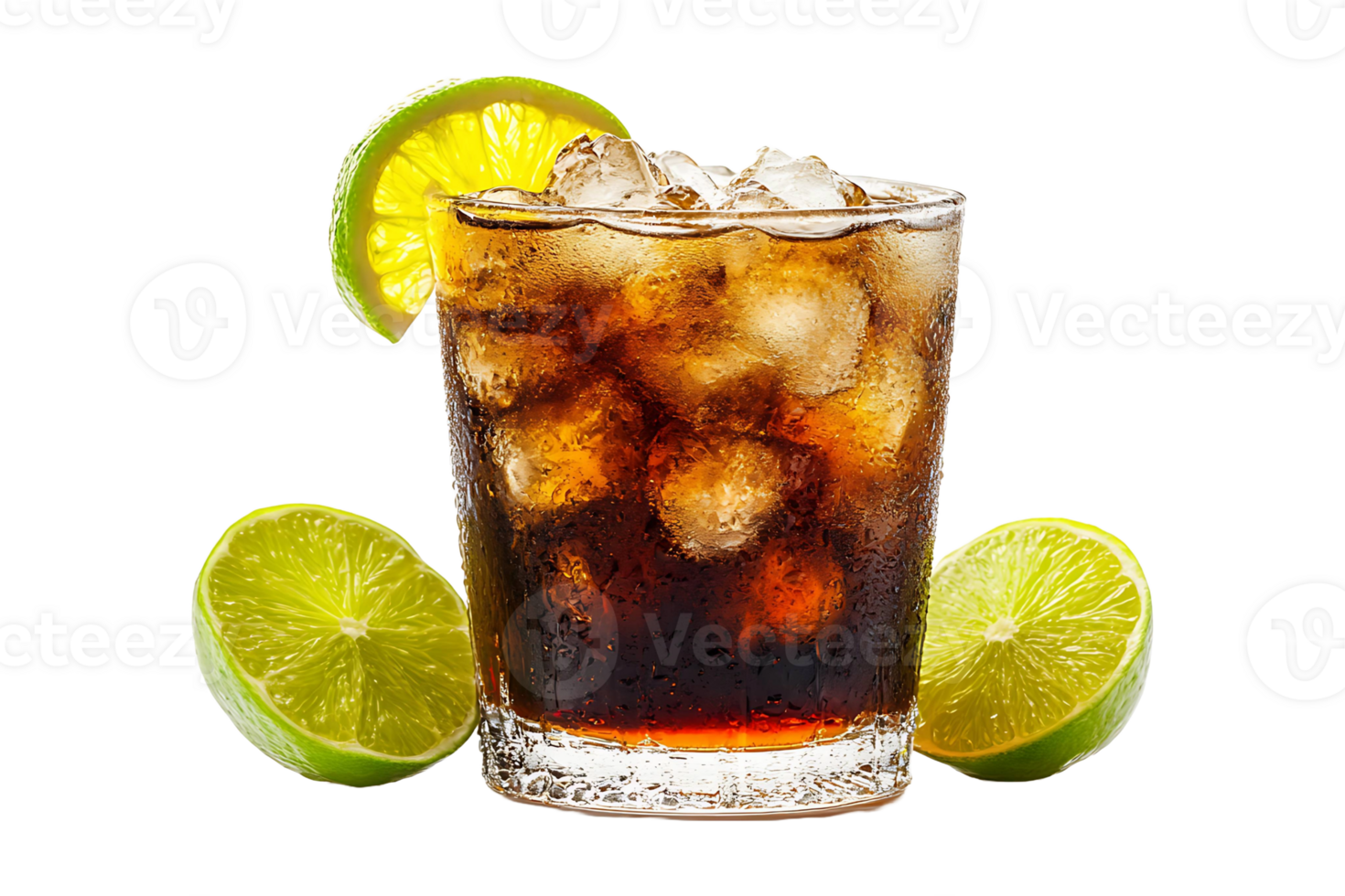 Glass of Cuba Libre isolated on transparent background. png