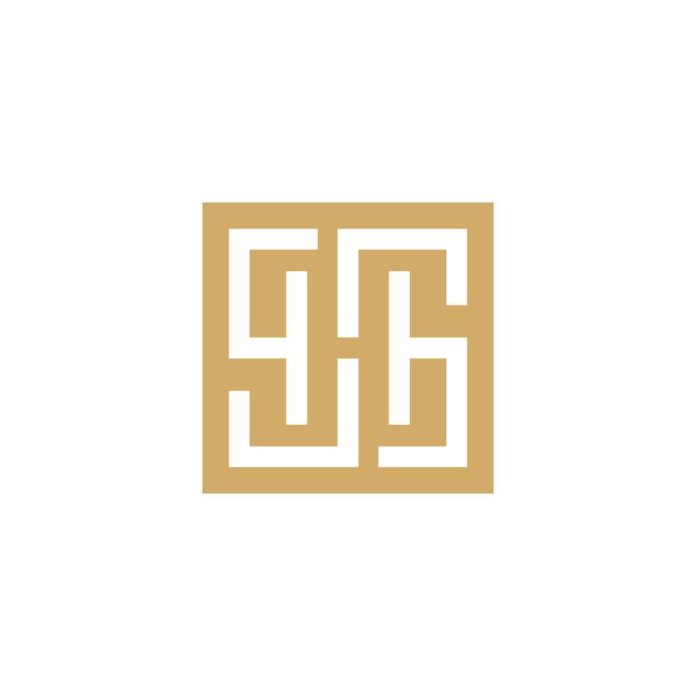 Letter SH, HS monogram square shape. vector