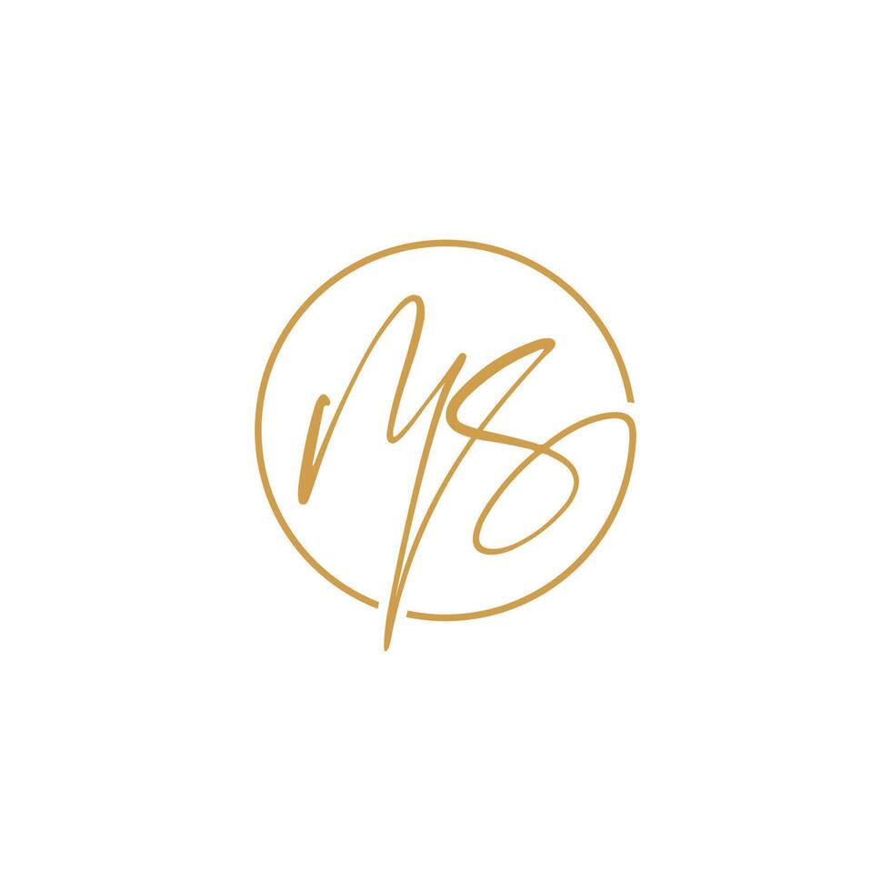 MS Initial handwriting logo vector