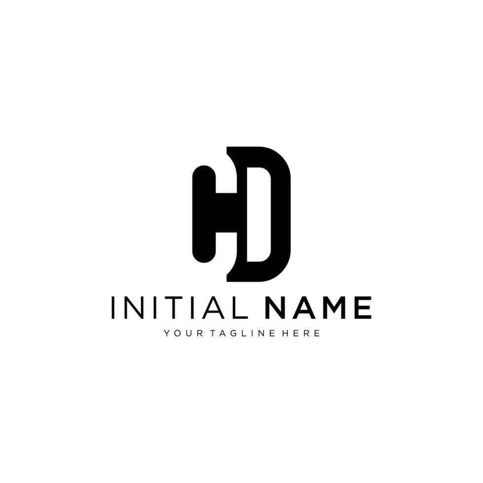 CD Logo monogram with negative space style design template. vector
