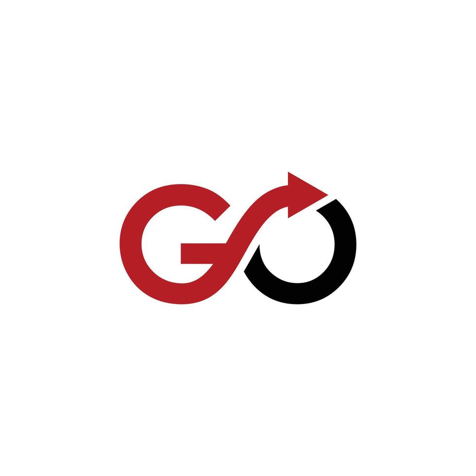 Initial GO letter, GO logo with arrow, illustration vector