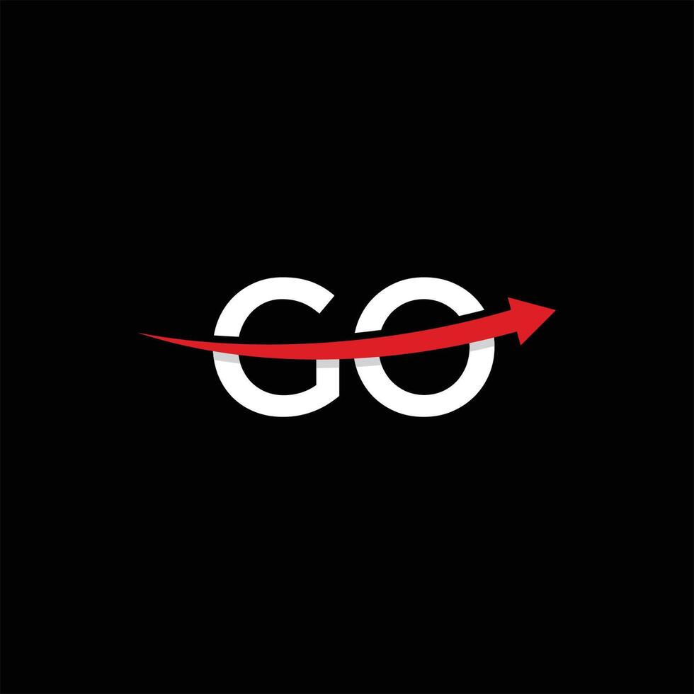 Initial GO letter, GO logo with arrow, illustration vector