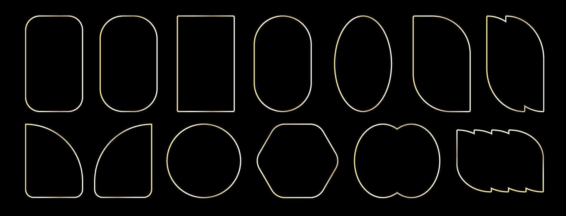 Golden geometric frames . Luxury Geometrical polyhedron, Art deco style vector