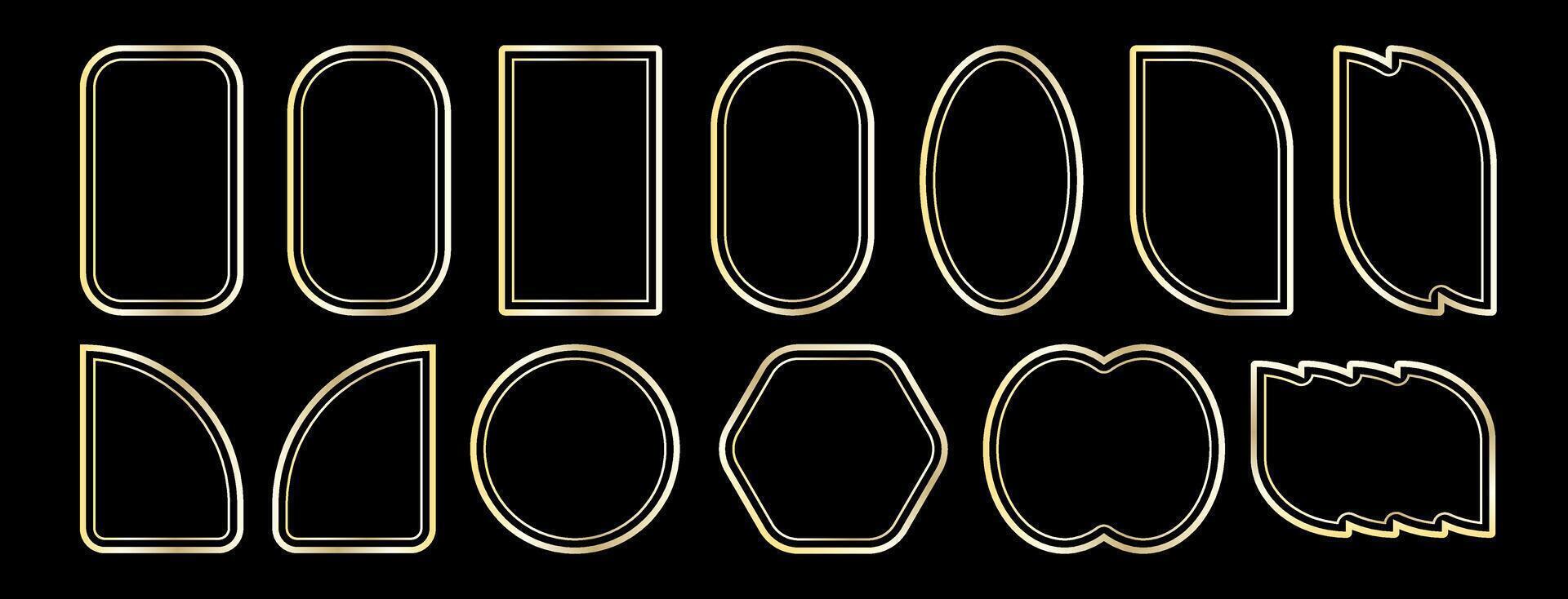 gold borders for for wedding invitation. Thin line polygonal set for invitation decoration. vector