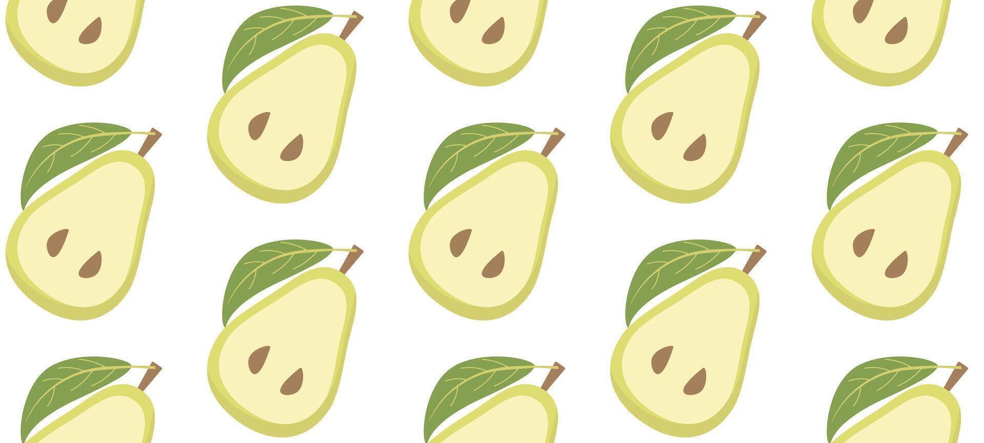 Seamless pattern fruits pear on a white background. vector