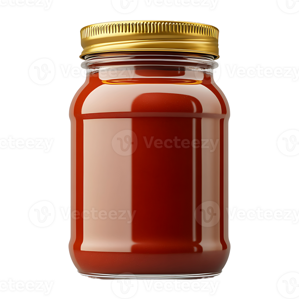 Empty tomato sauce jar mockup isolated on transparent background. png