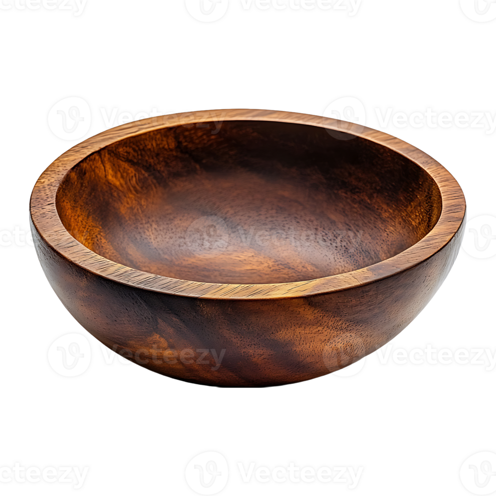 Empty wooden dish or bowl isolated on transparent background. png