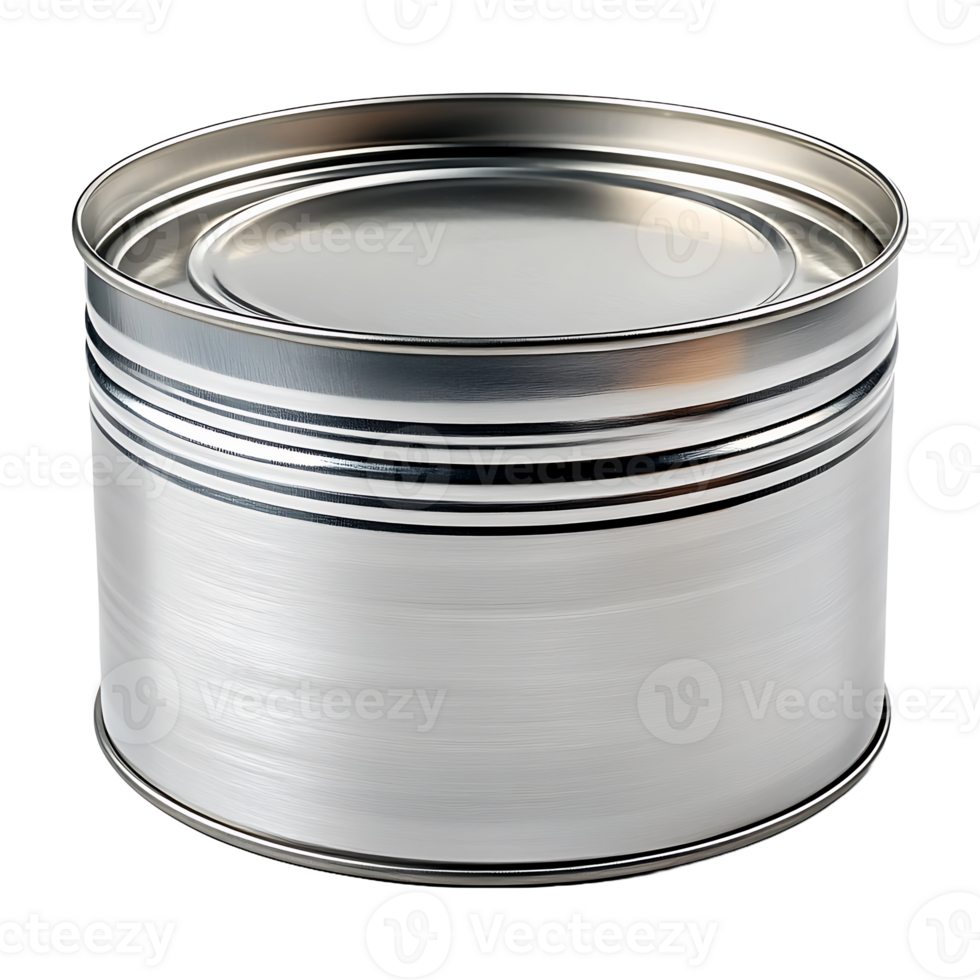 Empty tin can isolated on transparent background. png