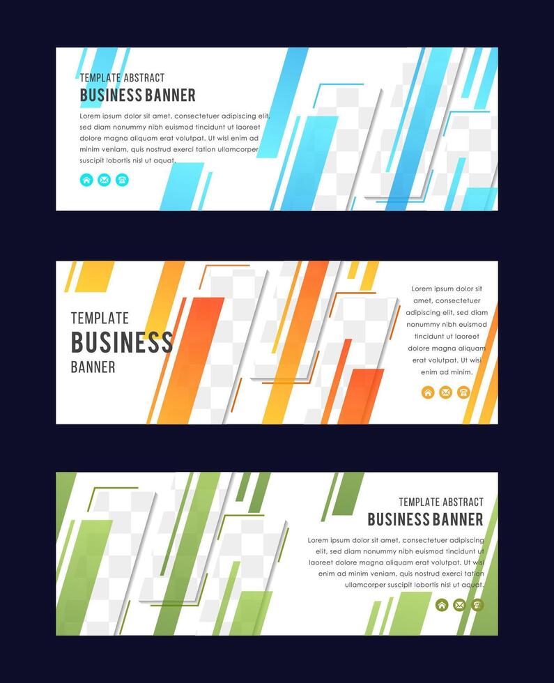 Set of template of white web banners with diagonal elements. Universal design for advertising business, travel, food and other. vector