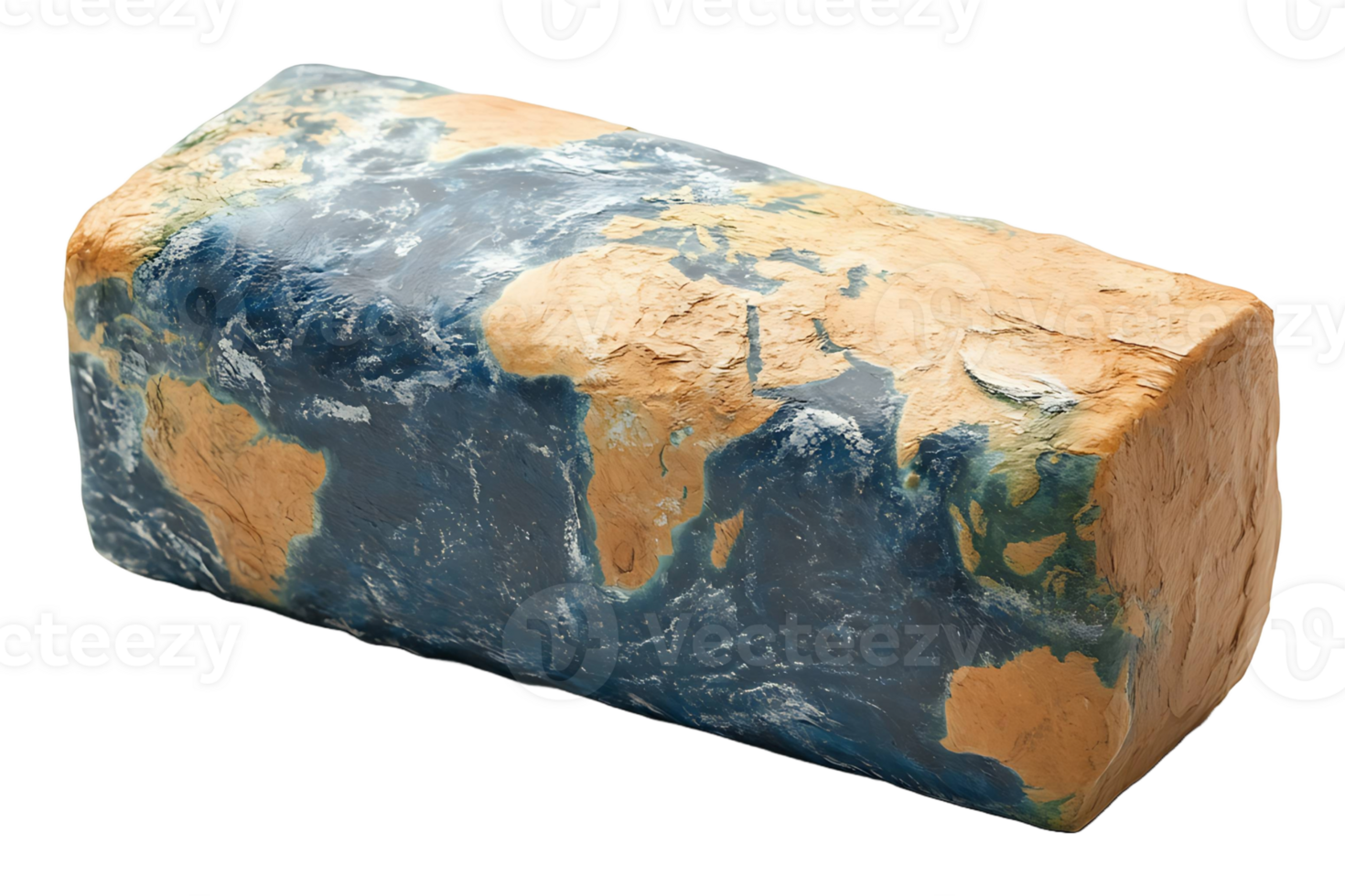 Earth-shaped rectangular box isolated on transparent background. png
