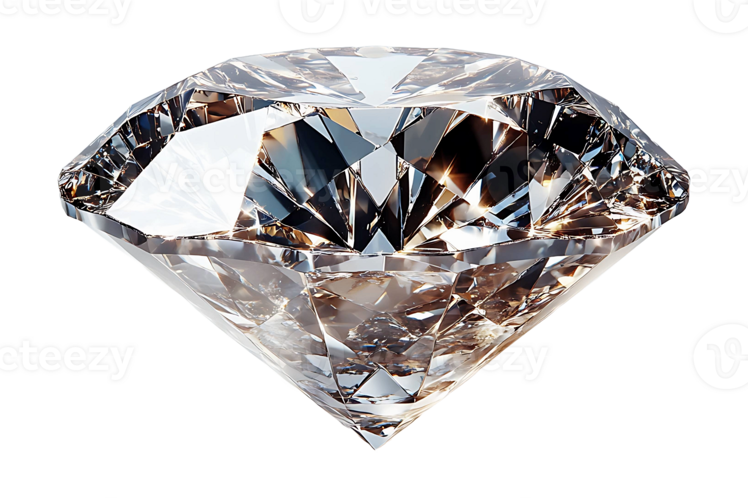 Diamond placed on top isolated on transparent background. png