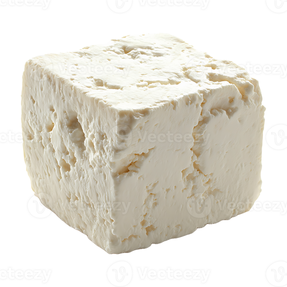 Feta cheese block isolated on transparent background. png
