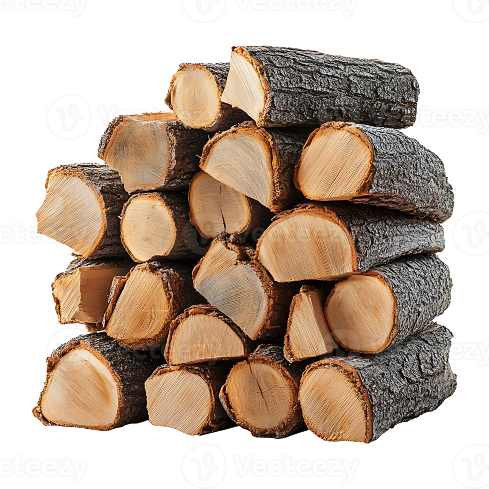 Firewood logs and tree trunk cross-section isolated on transparent background. png