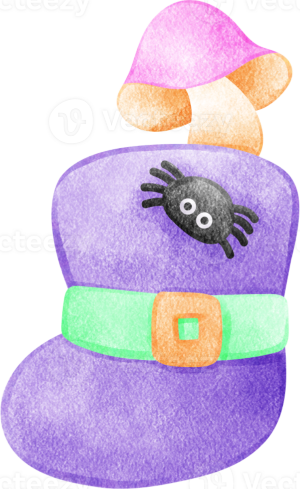 Watercolor Halloween Witch Shoes png