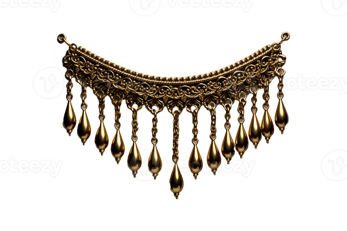Brass Jhula Chain on transparent background. png