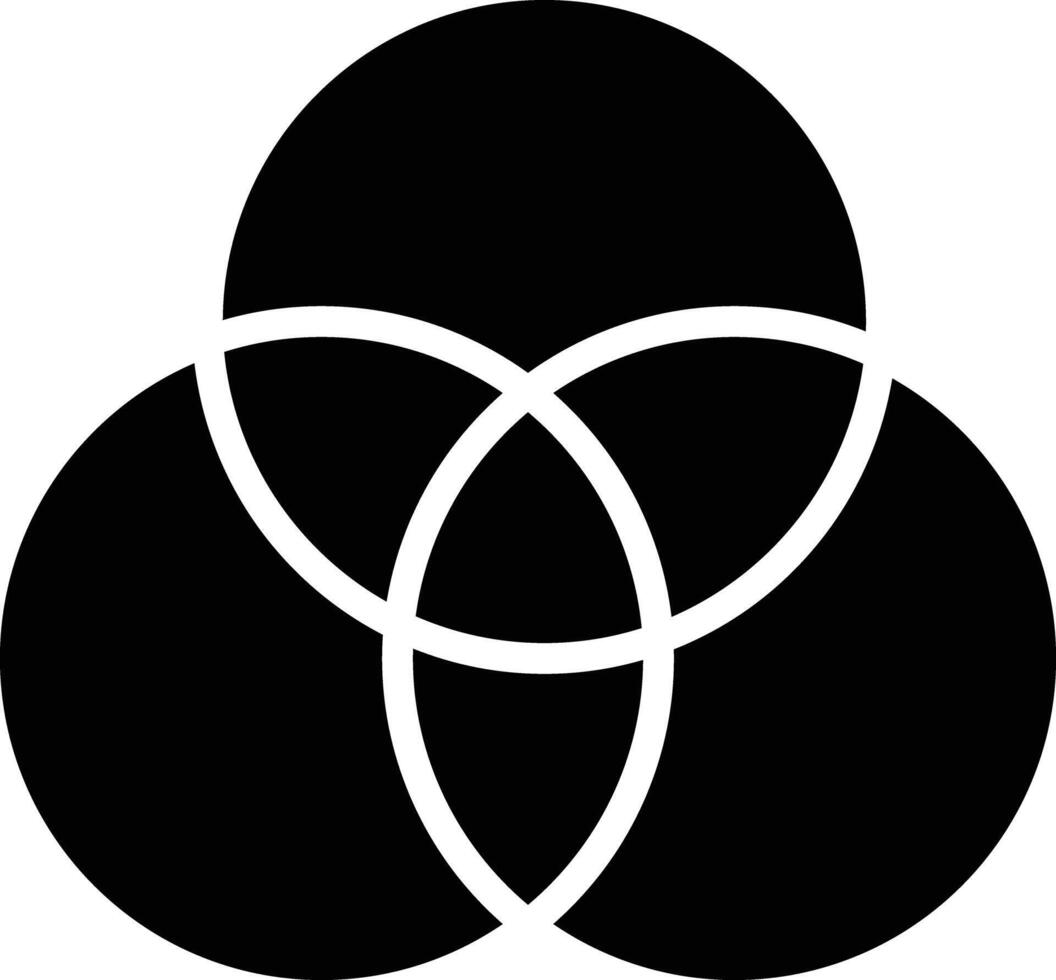 Venn diagram three overlapping circles chart icon. Logic diagram with three overlapping circles sign. Three circle venn diagram symbol. Venn Diagram logo. flat style. vector