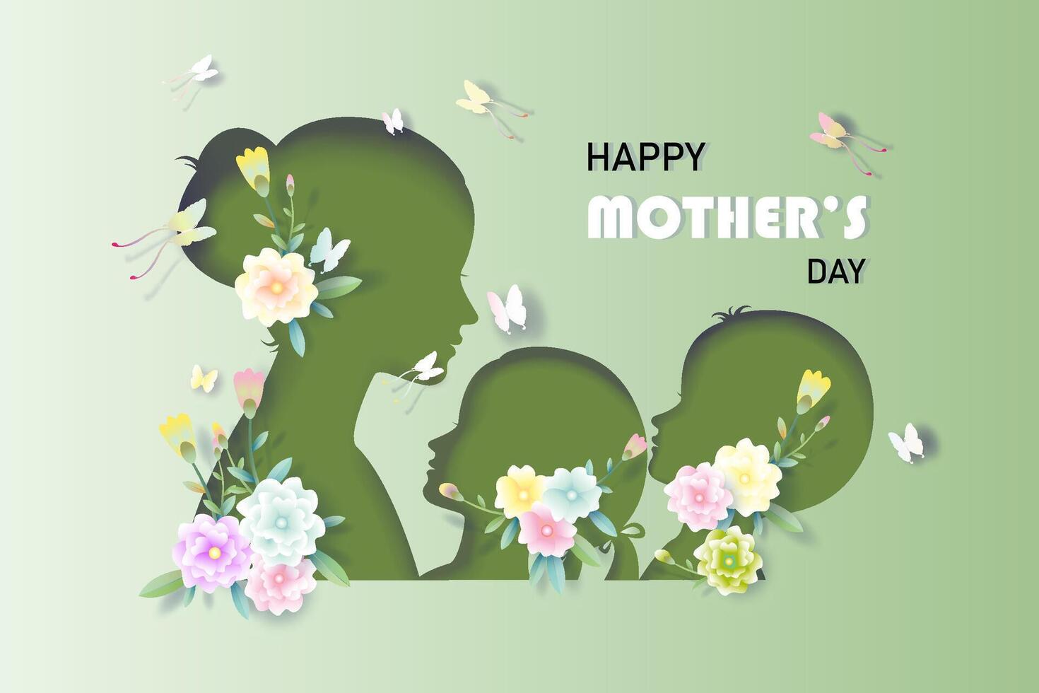 Happy Mother Day in paper cut paper art style. vector