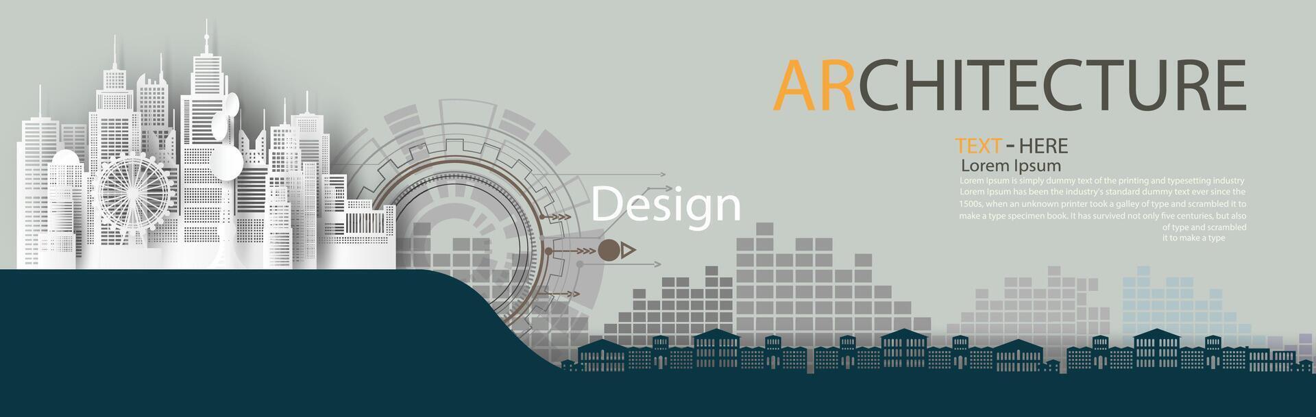 Brochure template banner design building modern architecture construction. vector