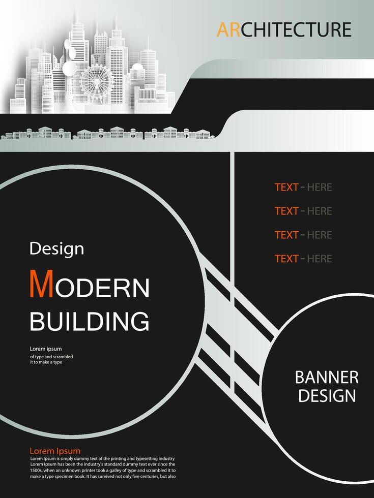 Brochure template banner design building modern architecture construction. vector