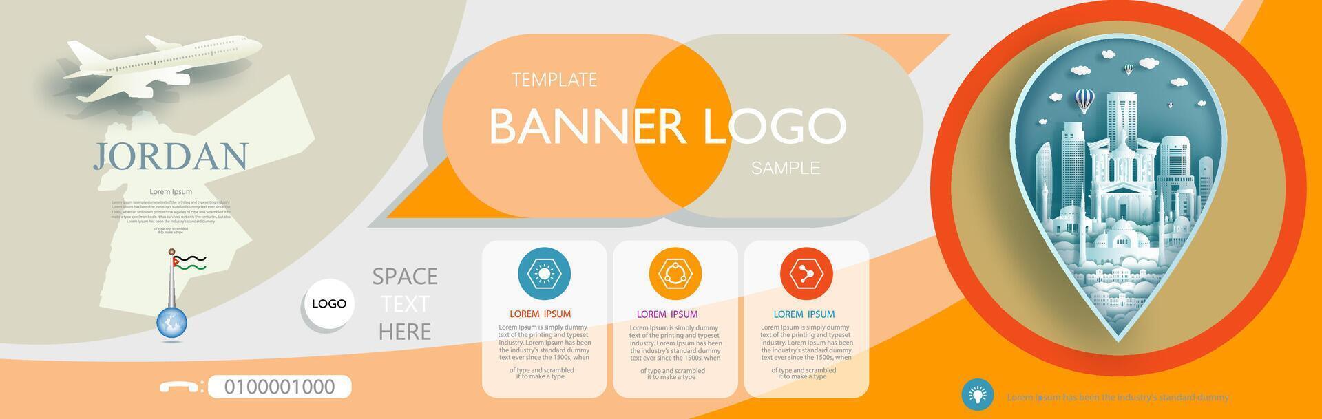 Travel poster template design with promotion text for presentation of Jordan. vector
