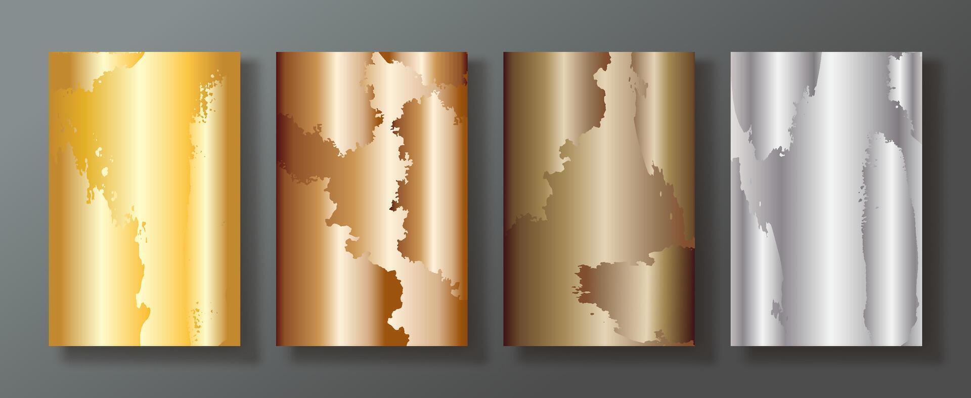 Abstract luxury invitation card brush stroke golden artwork metal style. vector