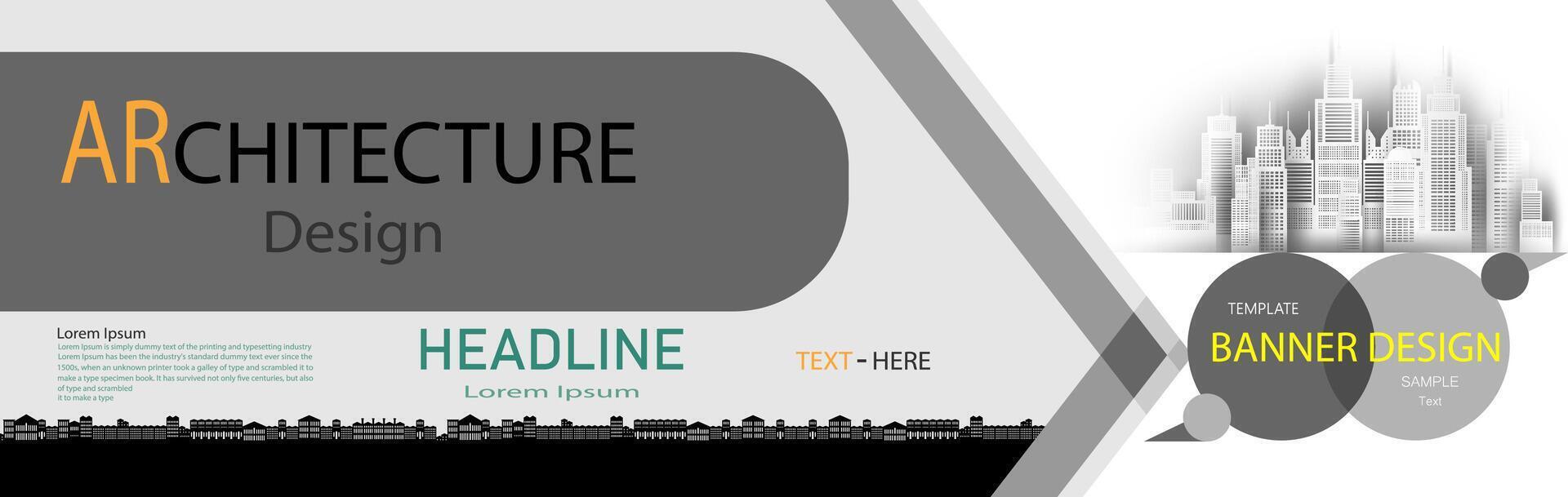 Brochure template banner design building modern architecture construction. vector