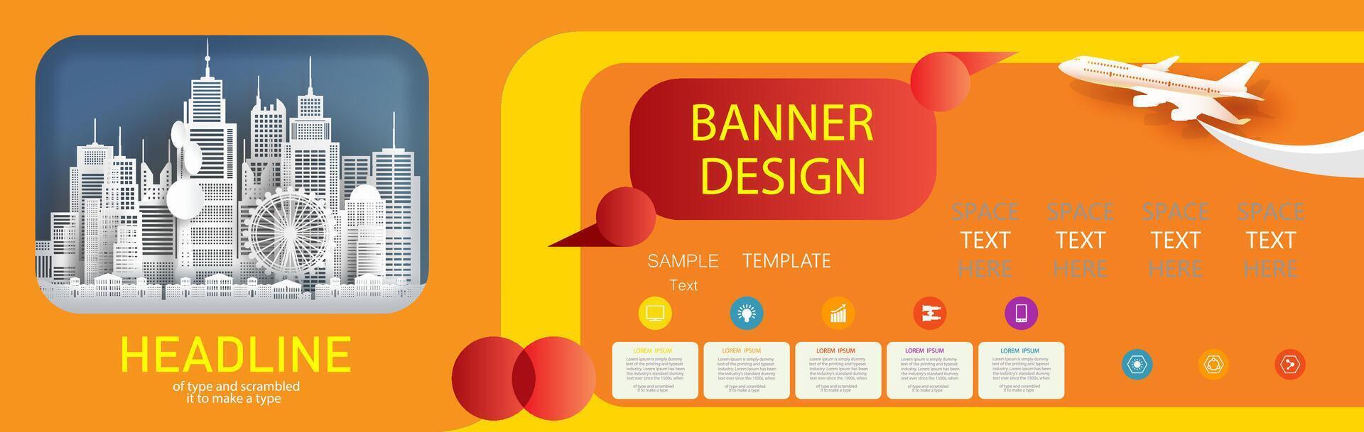 Infographics template design with promotion text for presentation brochure. vector