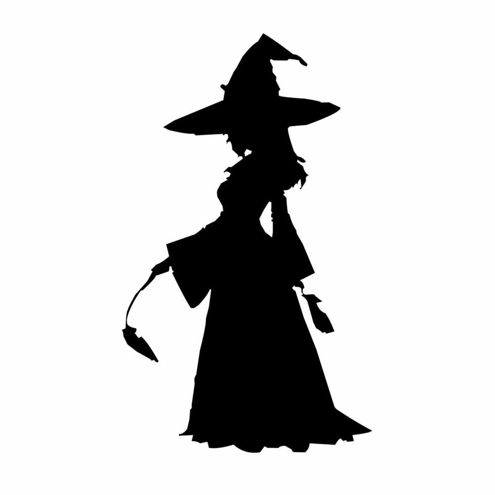 Black silhouette of a witch, black witch clip art vector