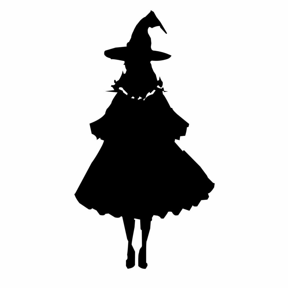 Black silhouette of a witch, black art vector