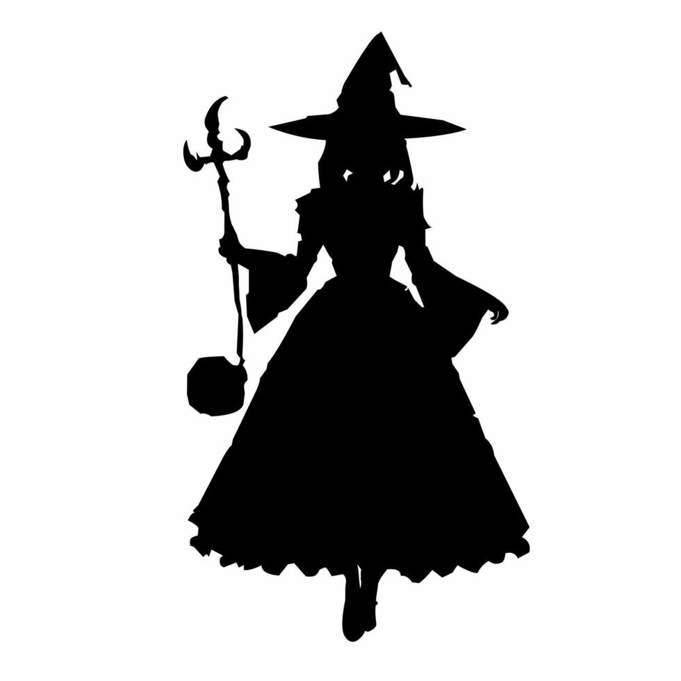 Black silhouette of a witch, clip art vector