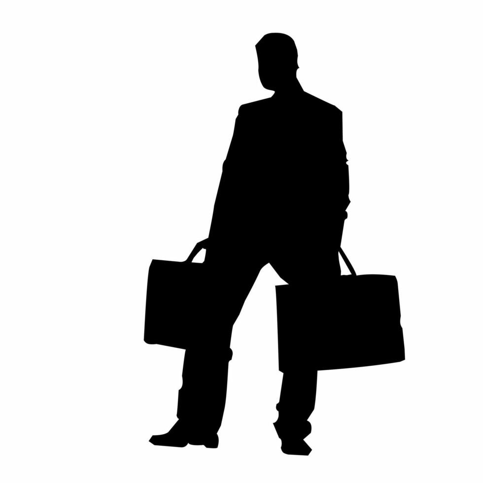 Silhouette of a man with suitcases vector