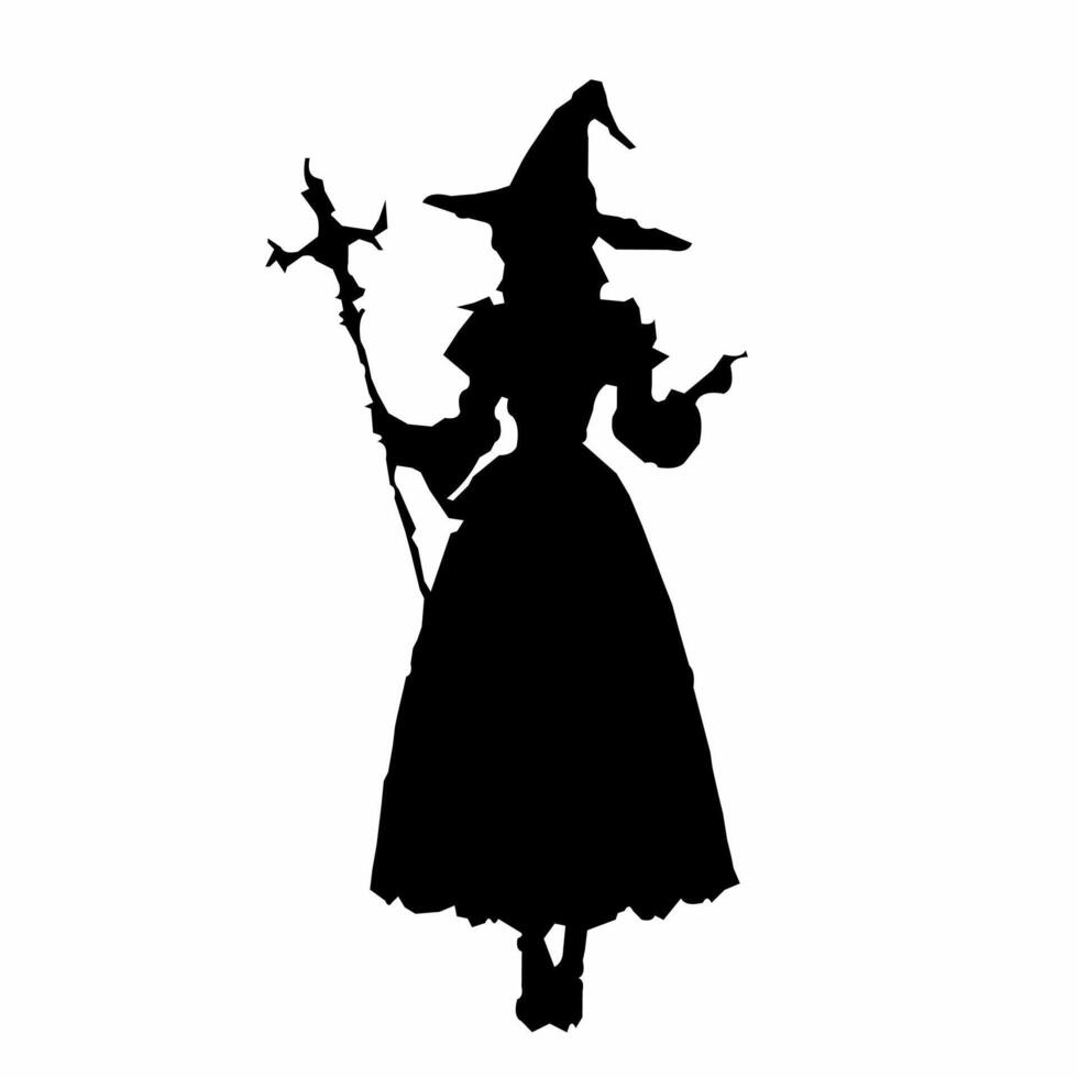 Black silhouette of a witch, Halloween Silhouette vector