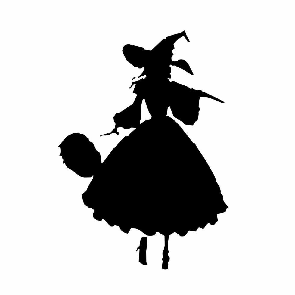 Black silhouette of a witch, black illustration of witch vector