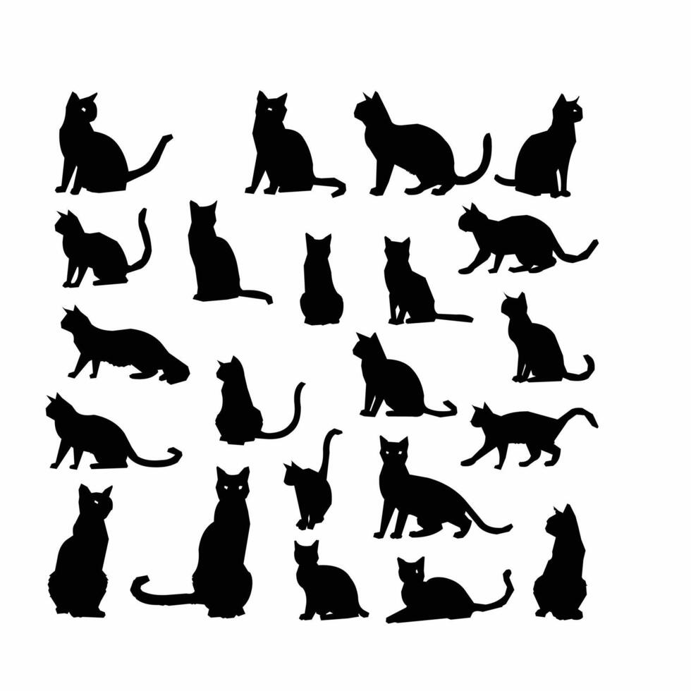 Black silhouette cat set vector