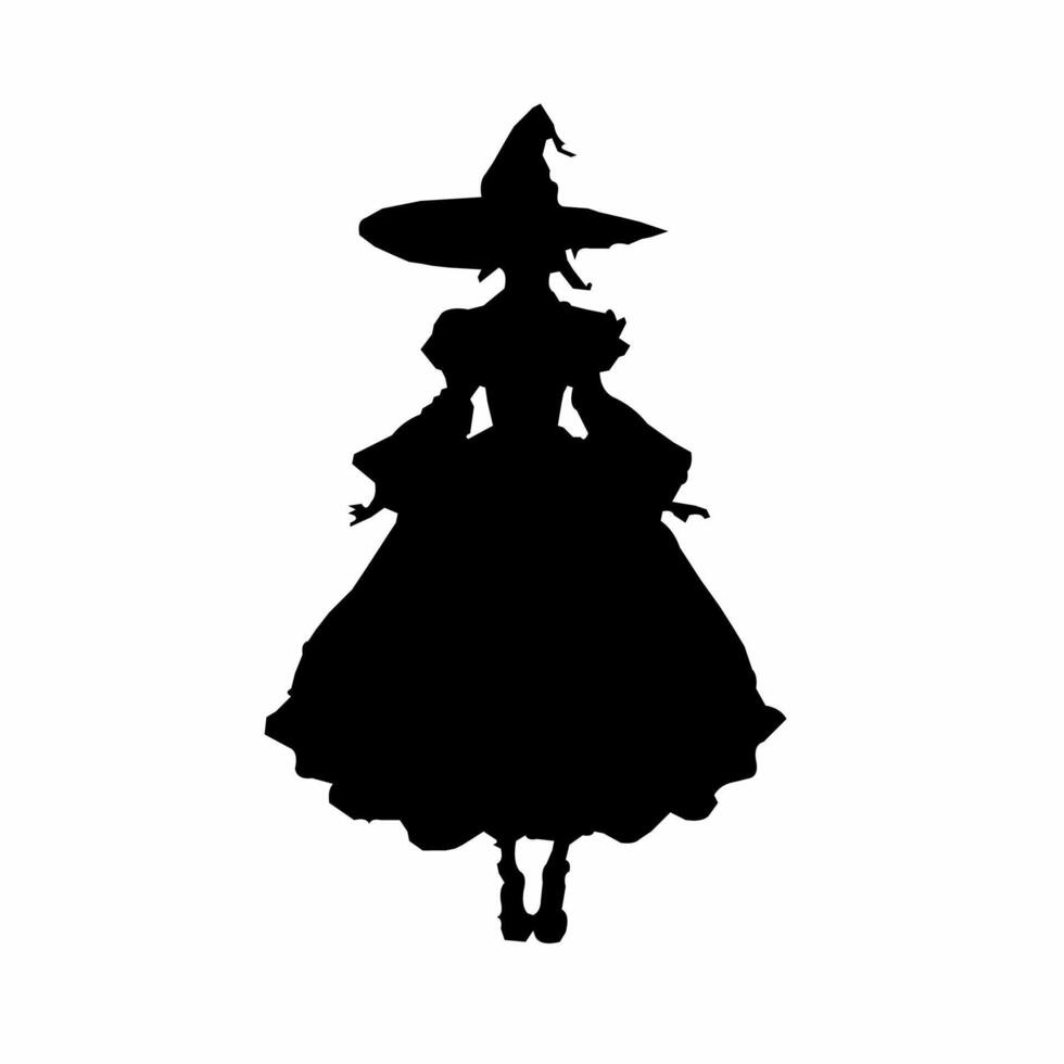 Black silhouette of a witch, Magician silhouette vector