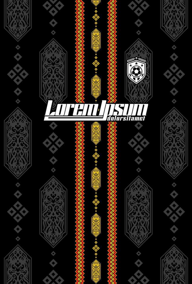 The cover of the album, with a black background and yellow and red stripes vector