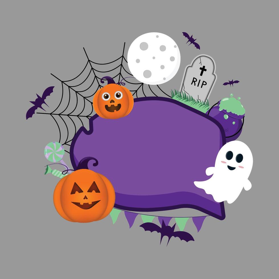 A greeting card for Halloween. Festive background with festive items. Collection of Halloween elements. vector