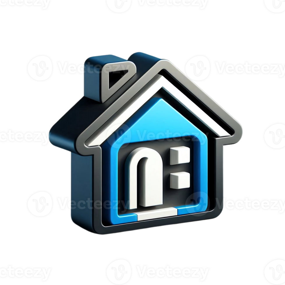 A blue house icon with a door and a window png