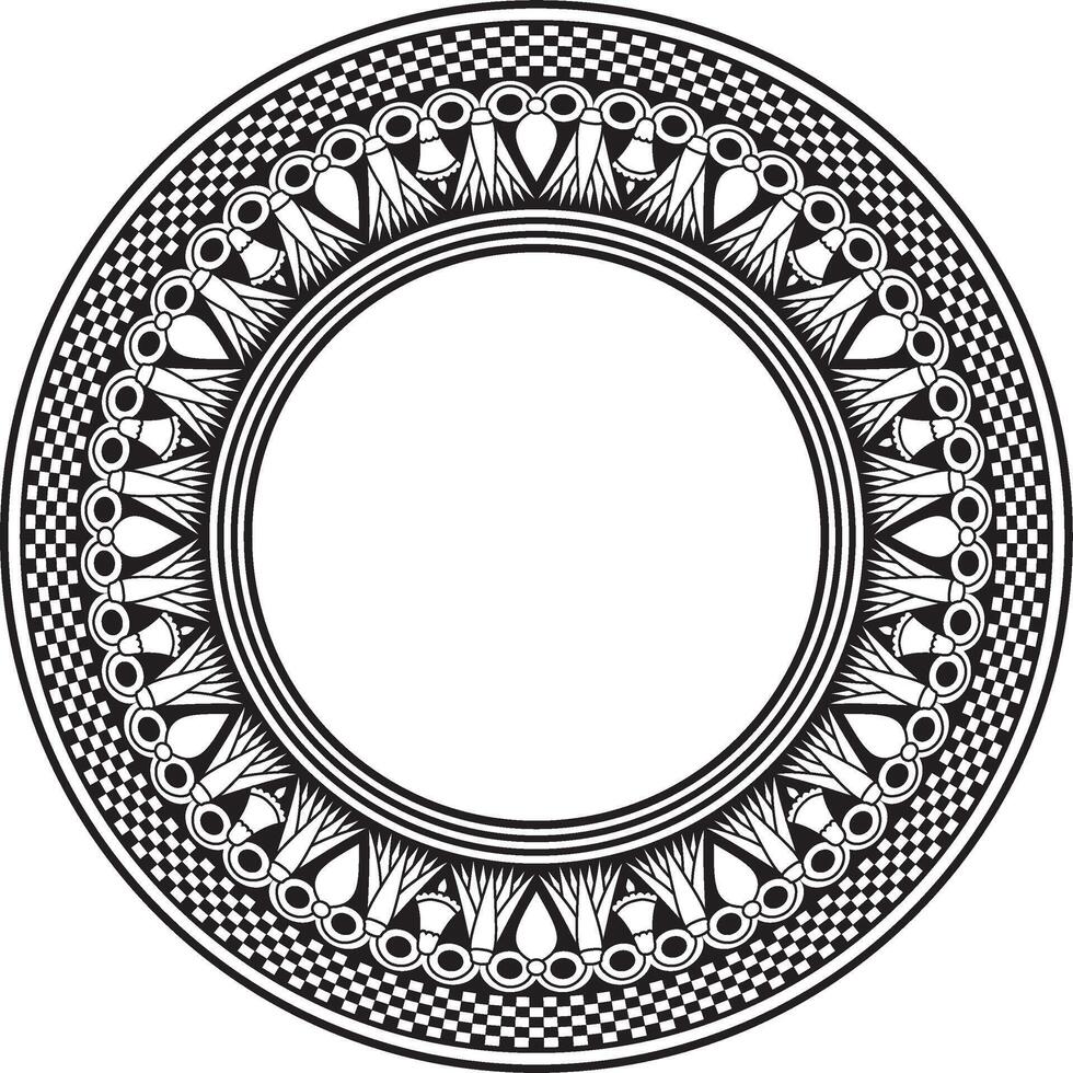 monochrome black round Egyptian ornament. Endless Circle, Ring of Ancient Egypt. Geometric African frame. vector