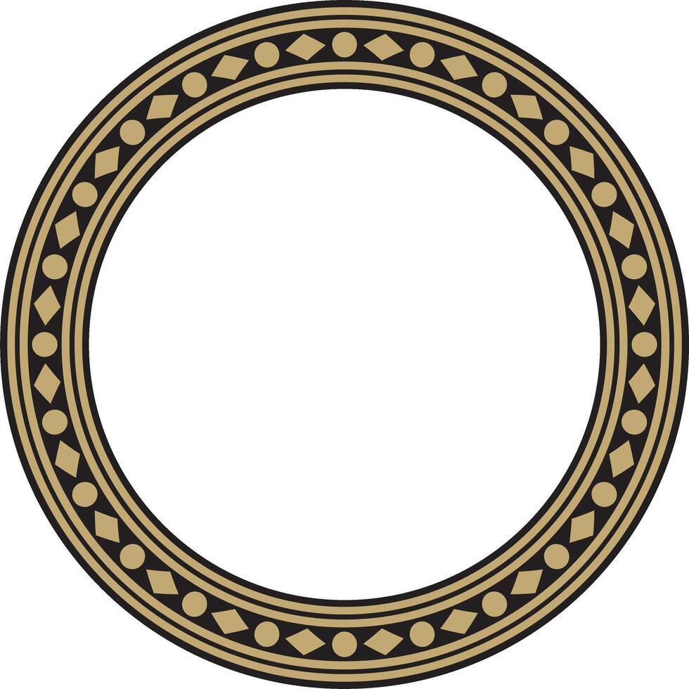 round gold and black ancient Russian ornament. Slavic border, frame. Circle, ring. Painting of the royal chambers. vector