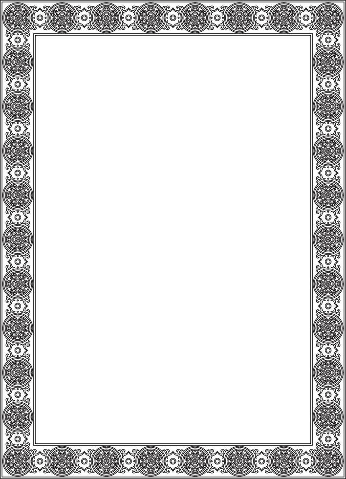 square black contour ancient Russian ornament. Slavic rectangle, border, frame. Painting of the royal chambers. vector