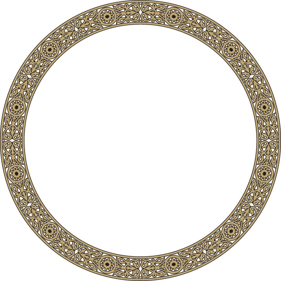 gold and black round Yakut ornament. Endless circle, border, frame of the northern peoples of the Far East. vector